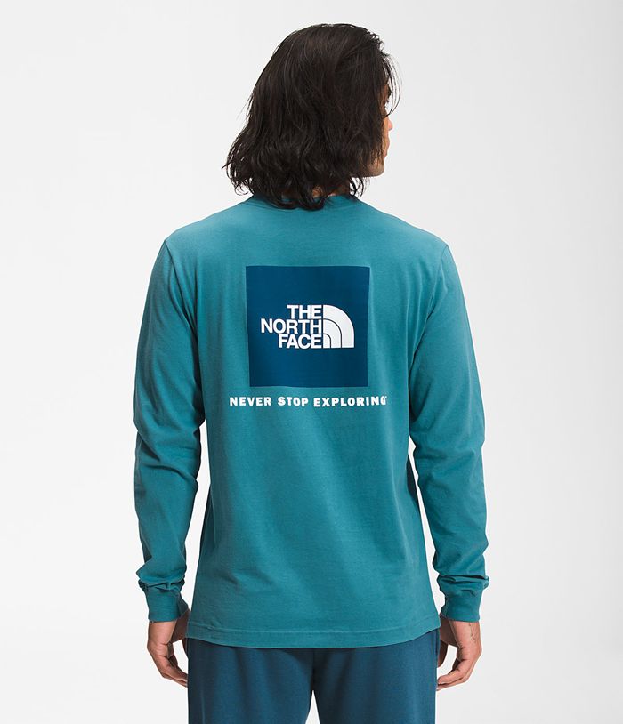 Camiseta The North Face Hombre Azules Manga Larga Box Nse 76132ZLWE